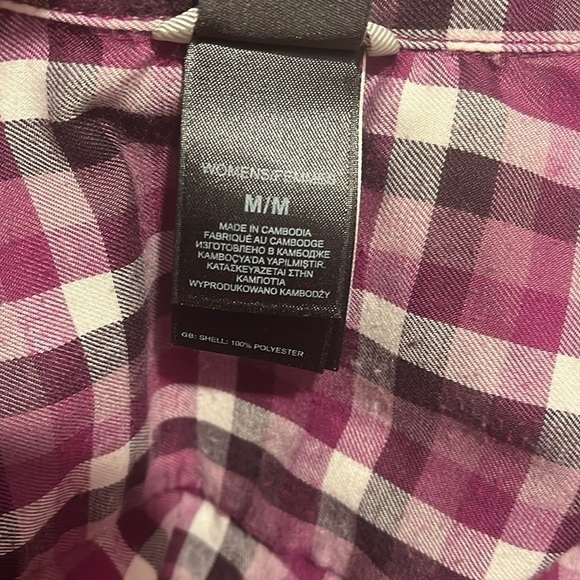 The North Face Purple/Black/White Checkered Snap Shirt Sz M - Picture 6 of 7